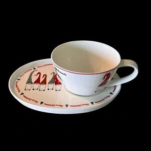 “Merry Christmas” Gnome 2 Piece Cup and Plate Set